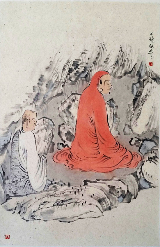 达摩面壁图 46x69cm 2017年