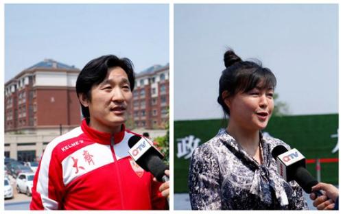 青岛大齐足球俱乐部总经理黄鹏,清华大学青岛校友会副秘书长郭俊英接受媒体采访 点击进入下一页